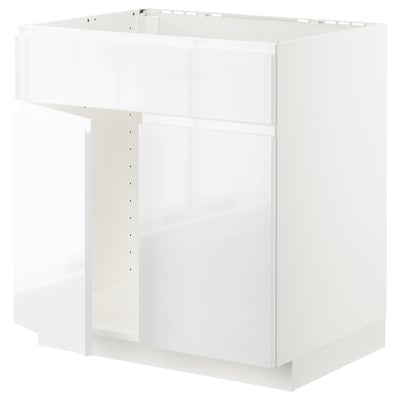 En vit ikea METOD köksskåp med eleganta, moderna kanter, en del av voxtorp-serien, designad för en minimalistisk kökslook.