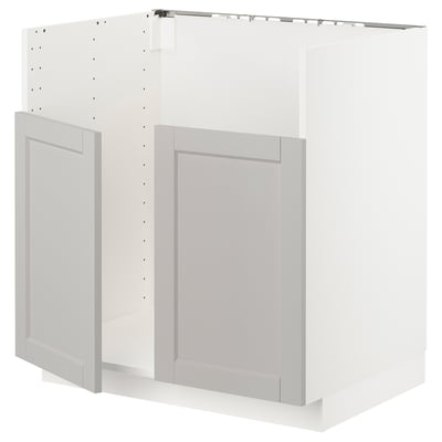 METOD köksskåp, ljusgrått, fyrkantigt, klassisk design, med fasade dörrkanter.