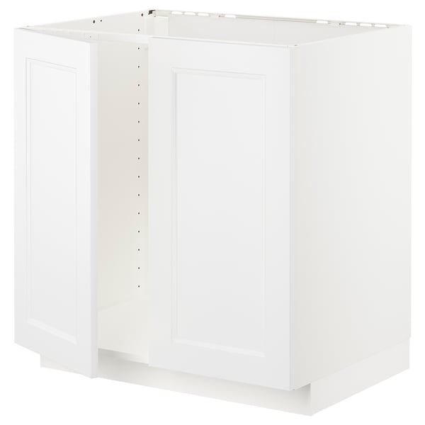 METOD Bänkskåp för diskbänk + 2 dörrar - vit/Axstad matt vit 80x60 cm