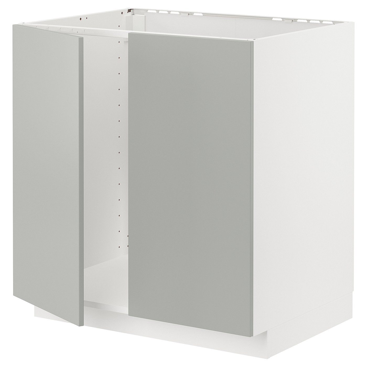 IKEA METOD bänkskåp för diskbänk + 2 dörrar, vit/havstorp ljusgrå, 80x60 cm