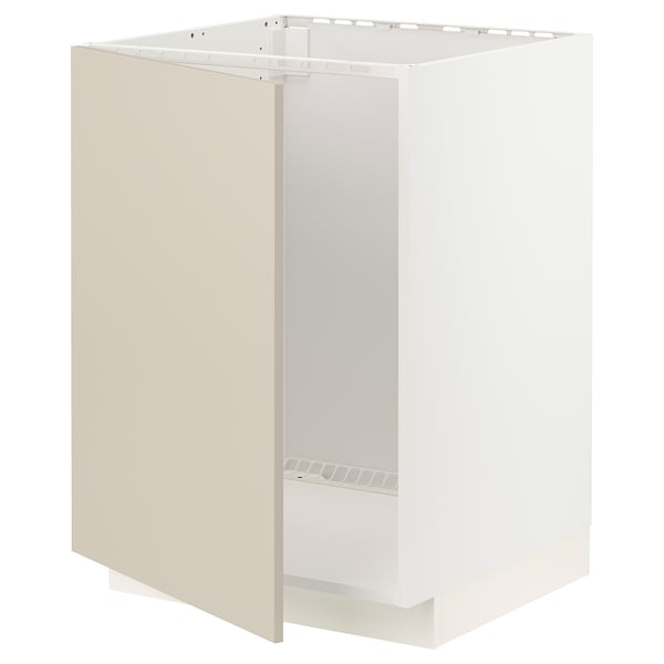 METOD Bänkskåp för diskbänk - vit/Havstorp beige 60x60 cm