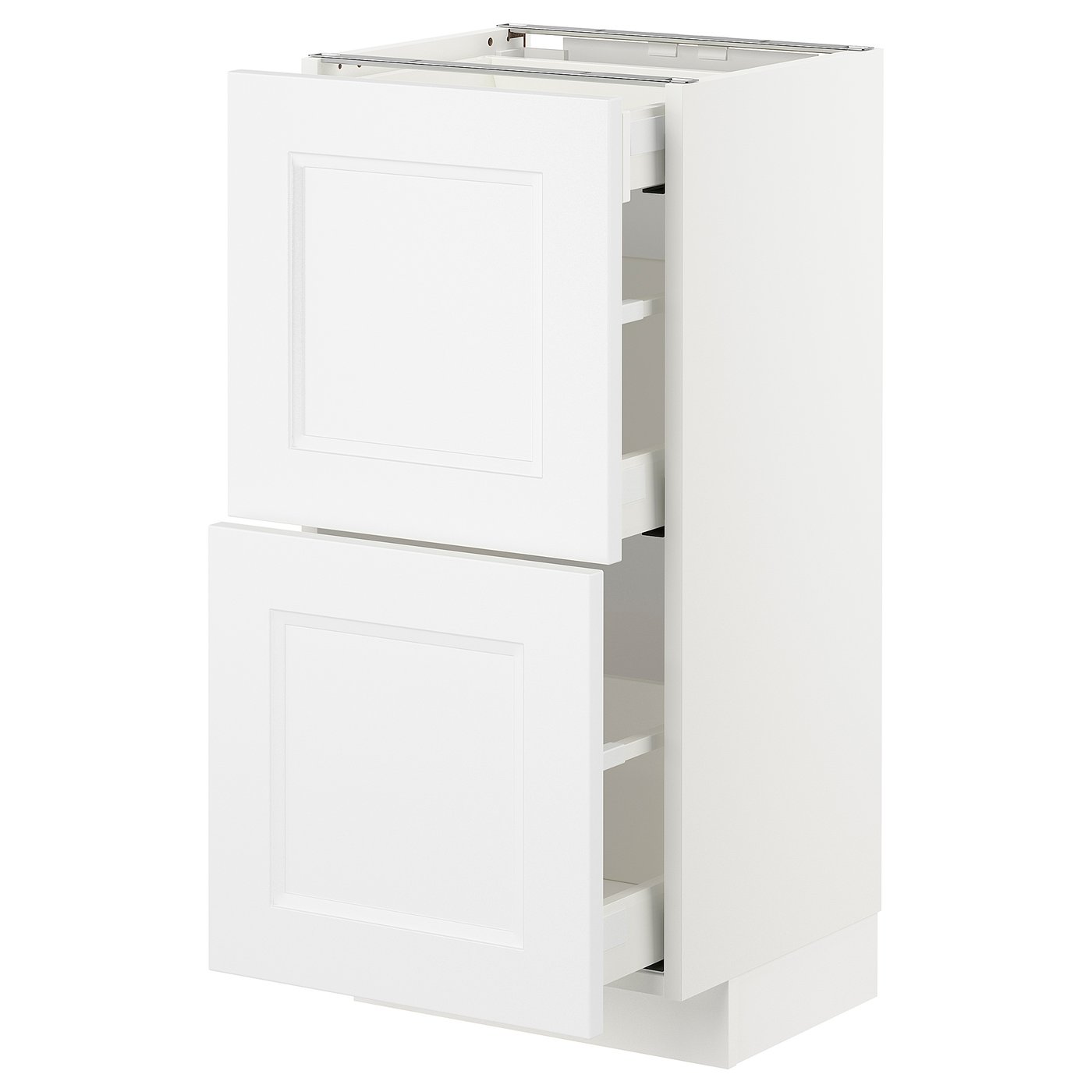 IKEA METOD bänkskåp med 2 fronter/3 lådor, vit/axstad matt vit, 40x37 cm
