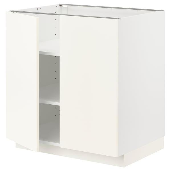 METOD Bänkskåp med hyllplan/2 dörrar - vit/Vallstena vit 80x60 cm
