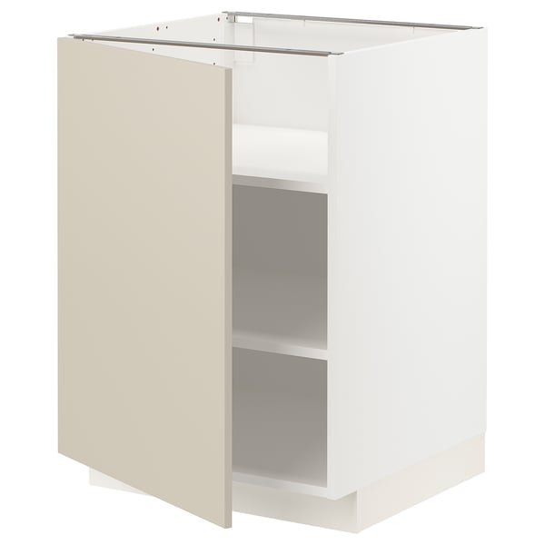 METOD Bänkskåp med hyllplan - vit/Havstorp beige 60x60 cm