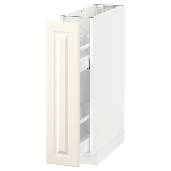 METOD Bänkskåp med utdragbar inredning - vit/Bodbyn off-white 20x60 cm