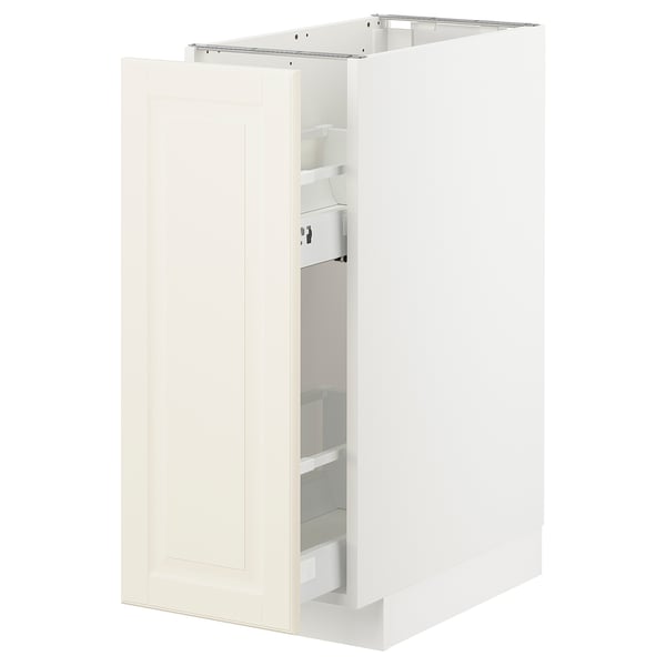 METOD Bänkskåp med utdragbar inredning - vit/Bodbyn off-white 30x60 cm