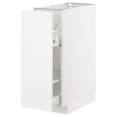 METOD vitt köksskåp, modernt, blankt, rektangulärt, med utdragbara hyllor.