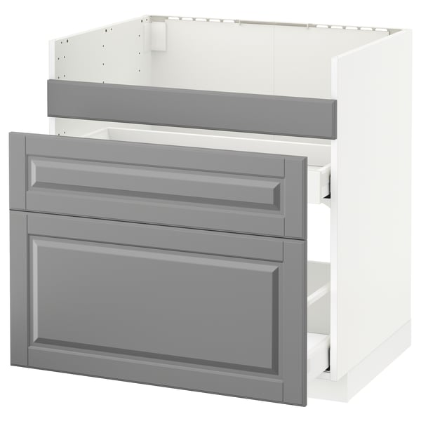METOD Bnksk f HAVSEN diskb/3 frntr/2 ldr - vit/Bodbyn grå 80x60 cm