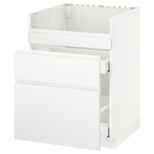 METOD Bnksk f HAVSEN diskb/3 frntr/2 ldr - vit Maximera/Voxtorp matt vit 60x60 cm