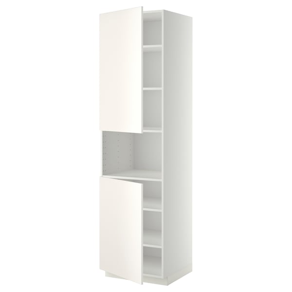METOD Högskåp f mikro m 2 dörrar/hyllplan - vit/Veddinge vit 60x60x220 cm