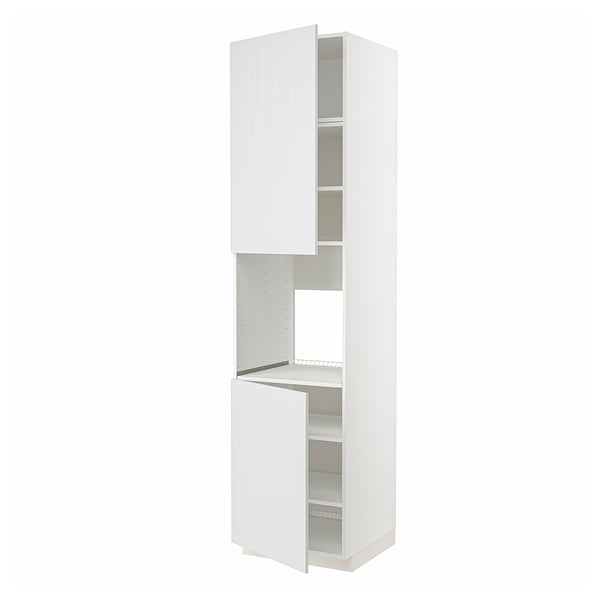 METOD Högskåp f ugn m 2 dörrar/hyllplan - vit/Stensund vit 60x60x240 cm