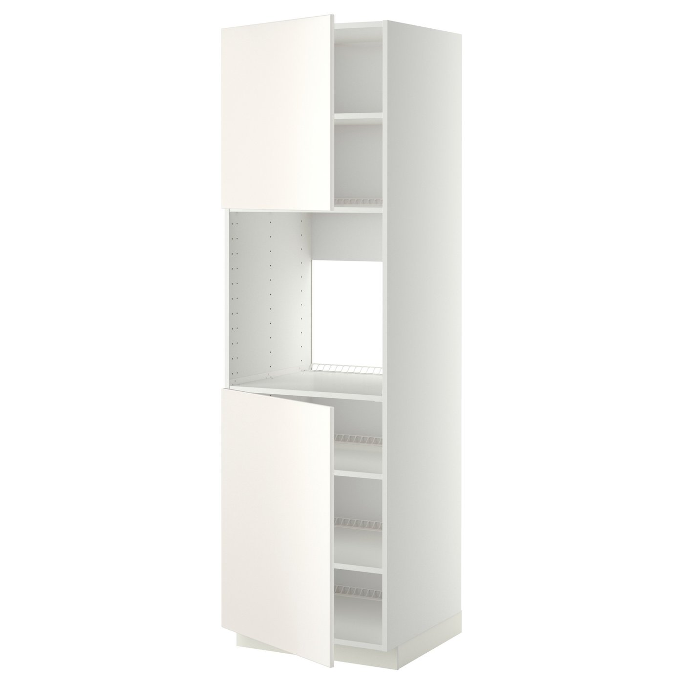 IKEA METOD högskåp f ugn m 2 dörrar/hyllplan, vit/veddinge vit, 60x60x200 cm