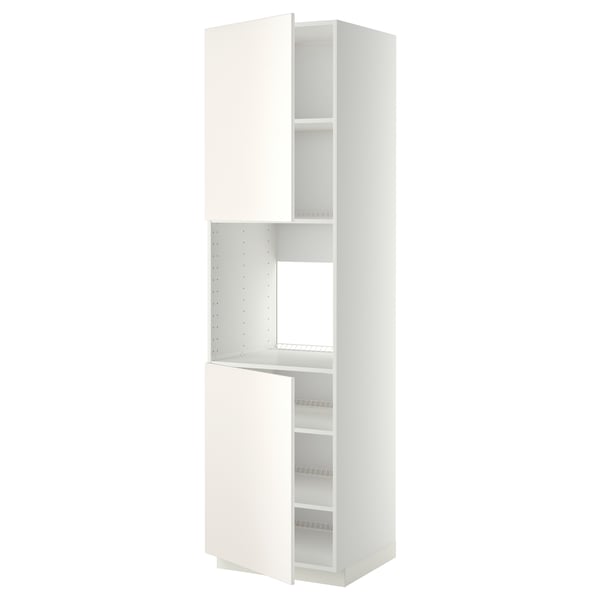 METOD Högskåp f ugn m 2 dörrar/hyllplan - vit/Veddinge vit 60x60x220 cm