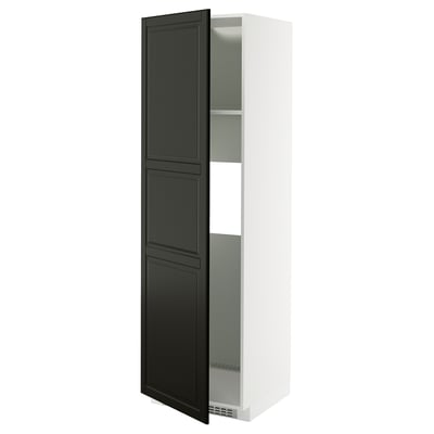 Ett vitt och svart METOD-köksskåp med elegant, modern design och en enkeldörr.