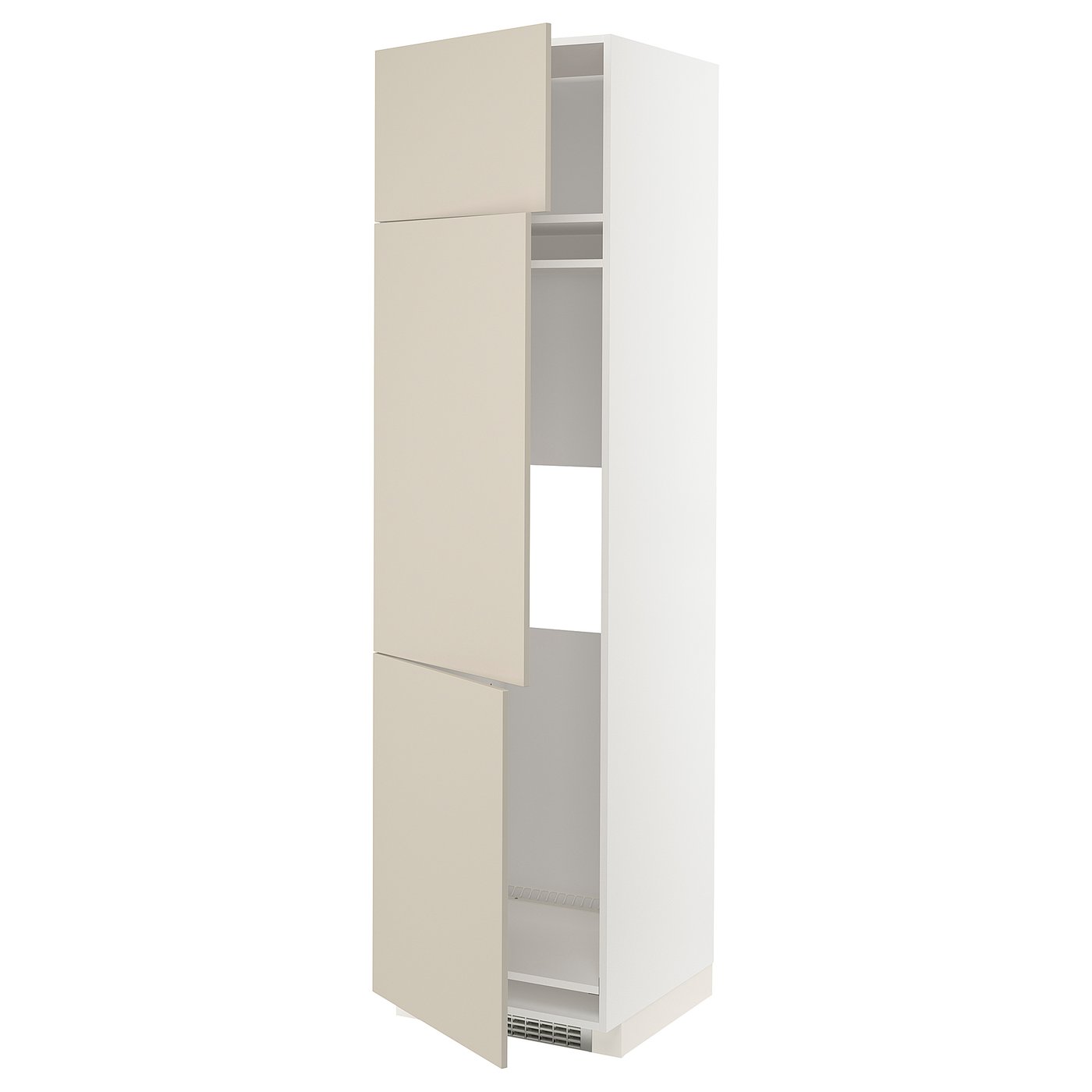 IKEA METOD högskåp för kyl/frys + 3 dörrar, vit/havstorp beige, 60x60x220 cm