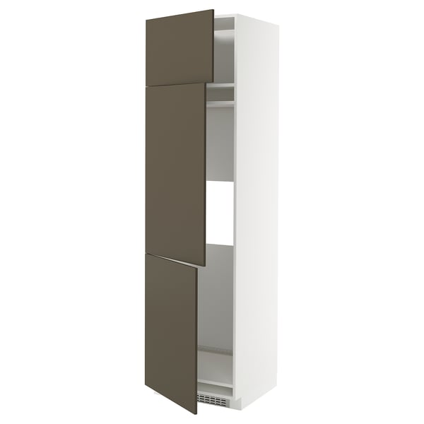 METOD Högskåp för kyl/frys + 3 dörrar - vit/Havstorp brun-beige 60x60x220 cm