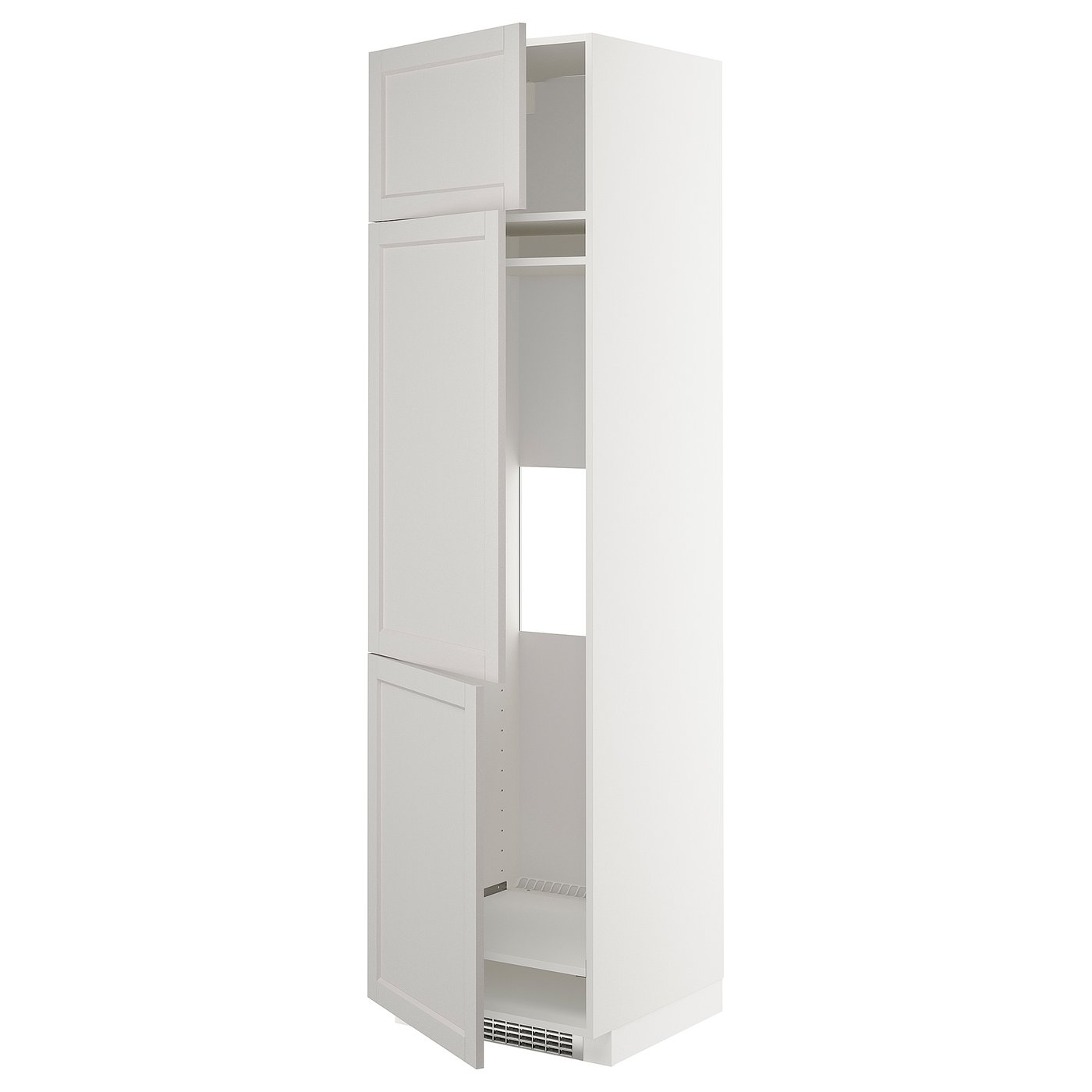 IKEA METOD högskåp för kyl/frys + 3 dörrar, vit/lerhyttan ljusgrå, 60x60x220 cm