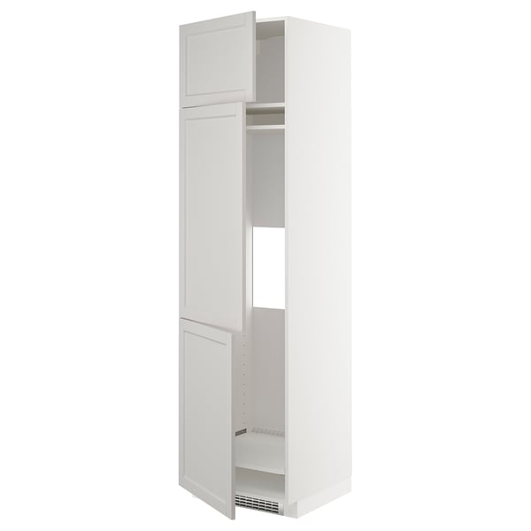 METOD Högskåp för kyl/frys + 3 dörrar - vit/Lerhyttan ljusgrå 60x60x220 cm