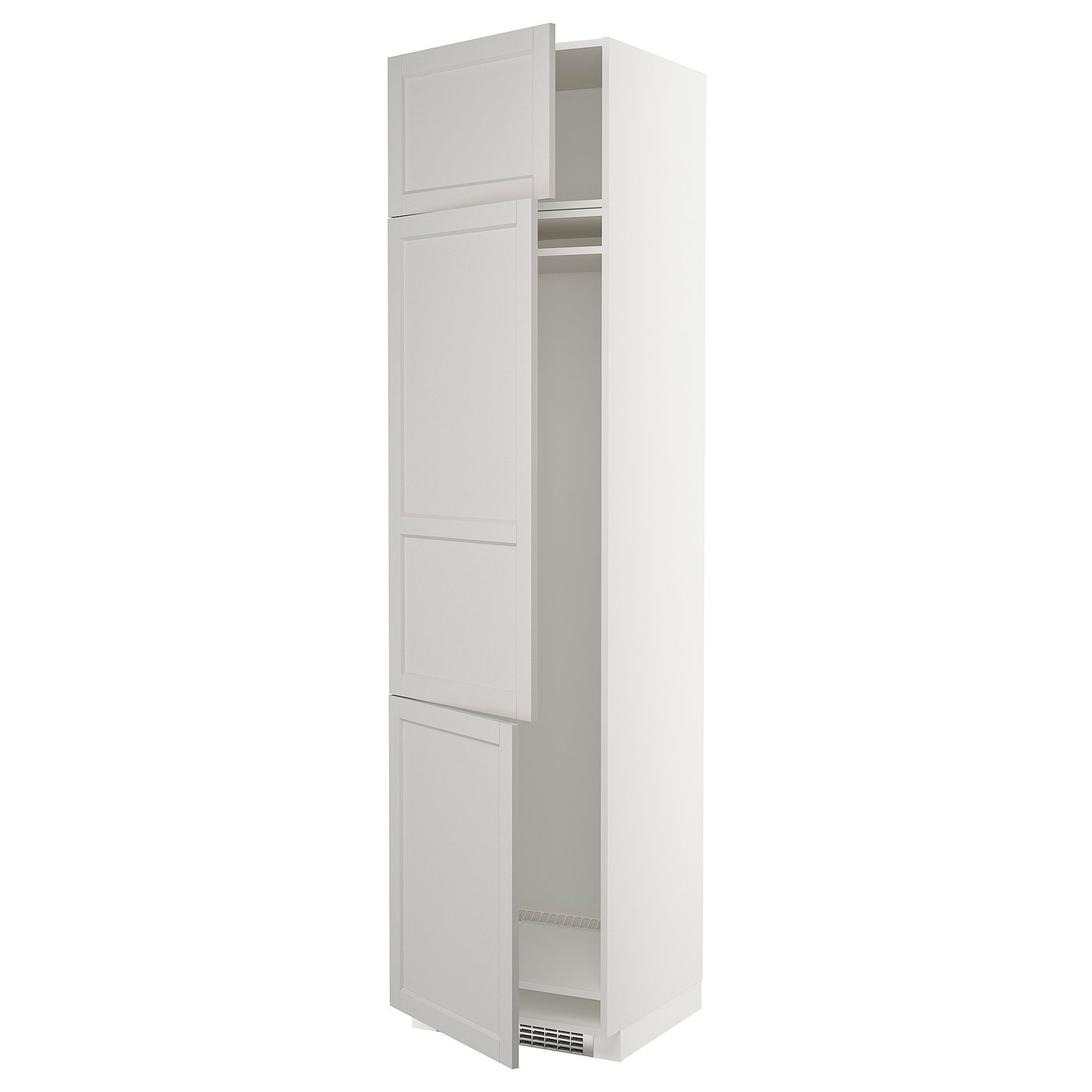 IKEA METOD högskåp för kyl/frys + 3 dörrar, vit/lerhyttan ljusgrå, 60x60x240 cm