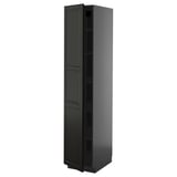 Svart METOD köksskåp, elegant design, blank yta, 3 dörrar.