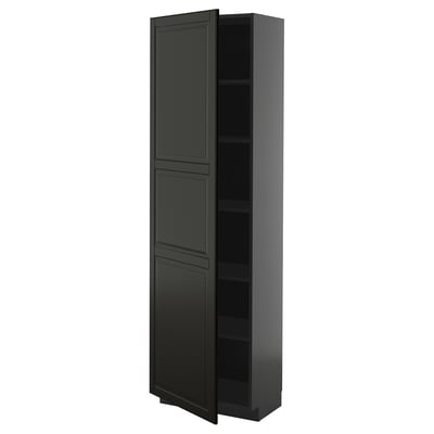 Svart METOD-skåp, högt, rektangulärt, med flera hyllor, elegant design.