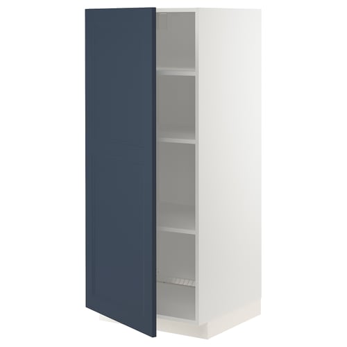 Ikea METOD skåp, vitblått, öppningsbar enkeldörr, justerbara hyllplan.