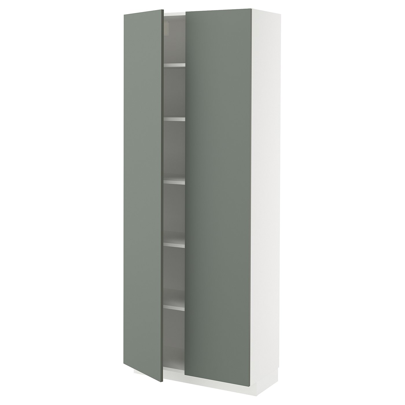 IKEA METOD högskåp med hyllplan, vit/nickebo matt grågrön, 80x37x200 cm