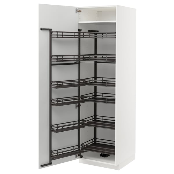 METOD Högskåp med skafferiutdrag - vit/Axstad matt vit 60x60x200 cm
