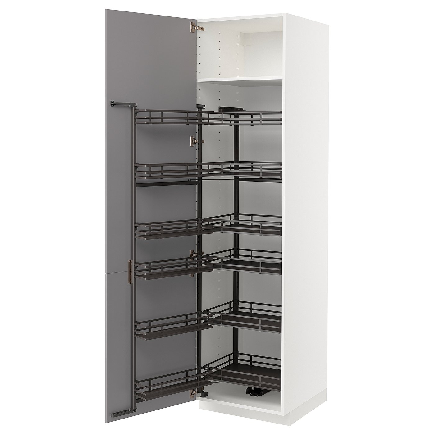 IKEA METOD högskåp med skafferiutdrag, vit/bodbyn grå, 60x60x220 cm