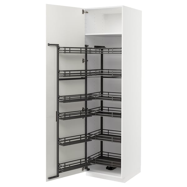 METOD Högskåp med skafferiutdrag - vit/Vallstena vit 60x60x220 cm