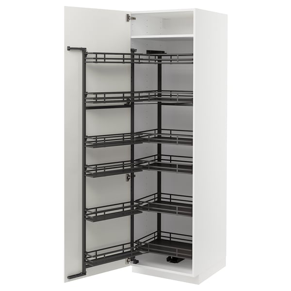 METOD Högskåp med skafferiutdrag - vit/Vallstena vit 60x60x200 cm