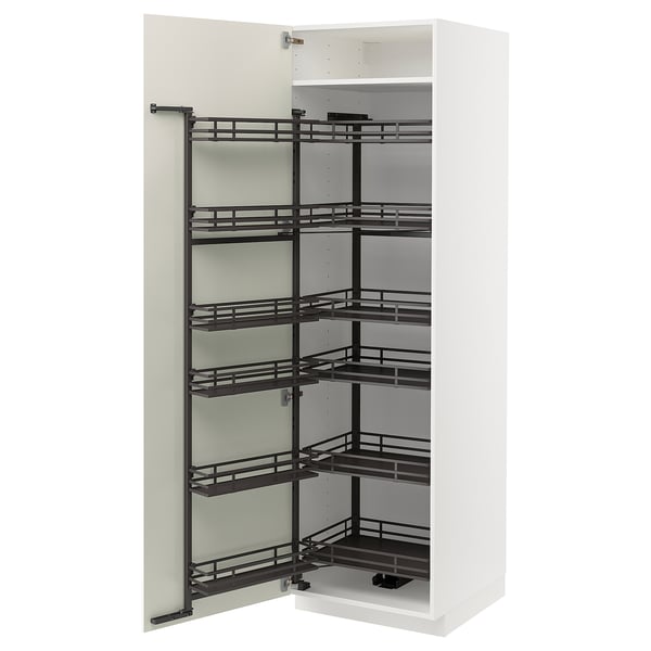 METOD Högskåp med skafferiutdrag - vit/Veddinge vit 60x60x200 cm