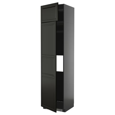 Svart METOD högskåp med fasade dörrar, fyra hyllplan, elegant modern design.