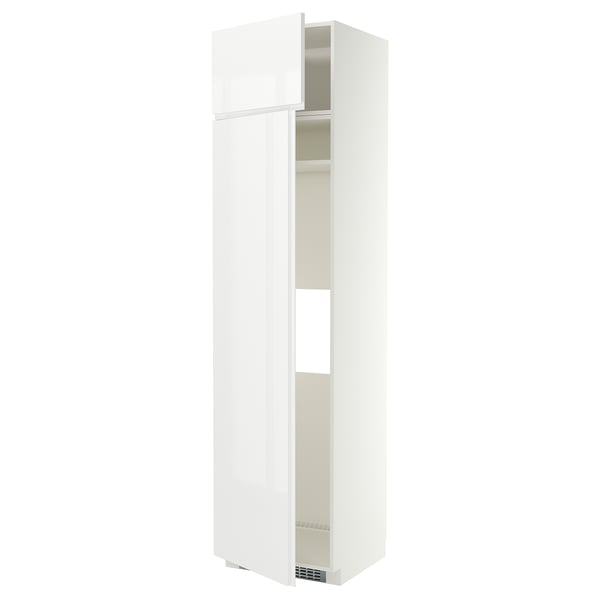 METOD Hs f kyl el frys m 2d, vit/VOXTORP högglans vit vertikalt handtag, 60x60x240 cm