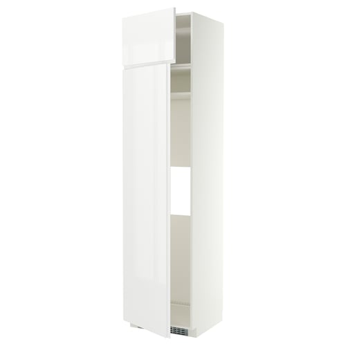 METOD Hs f kyl el frys m 2d, vit/VOXTORP högglans vit vertikalt handtag, 60x60x240 cm
