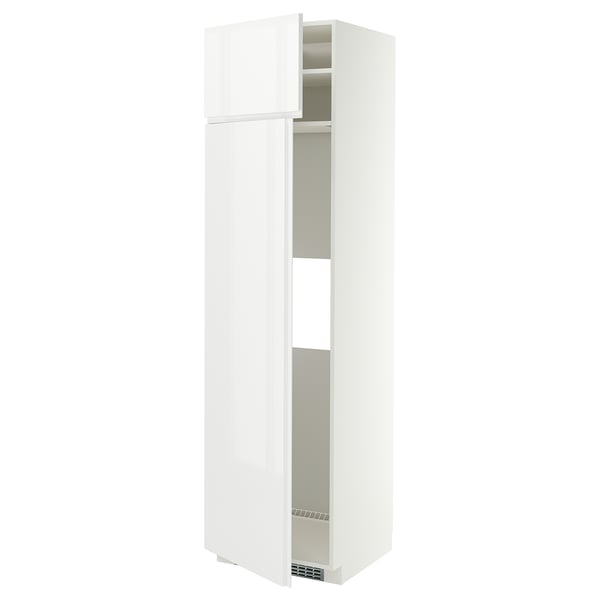 METOD Hs f kyl el frys m 2d, vit/VOXTORP högglans vit vertikalt handtag, 60x60x220 cm