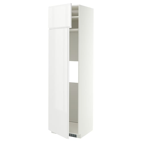 METOD Hs f kyl el frys m 2d, vit/VOXTORP högglans vit vertikalt handtag, 60x60x220 cm