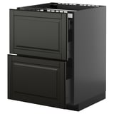 Svart METOD köksskåp, blank yta, med två fullt utdragbara lådor, modern design.