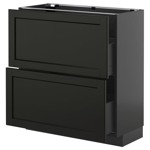 Svart METOD köksskåp med två stora lådor, modern minimalistisk design.