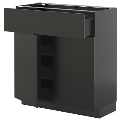 METOD köksskåp, svart, modernt, rektangulärt, elegant design med enkel utdragbar låda.