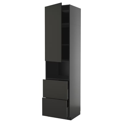 Ett svart ikea METOD köksskåp med modern design, med en dörr och två lådor.
