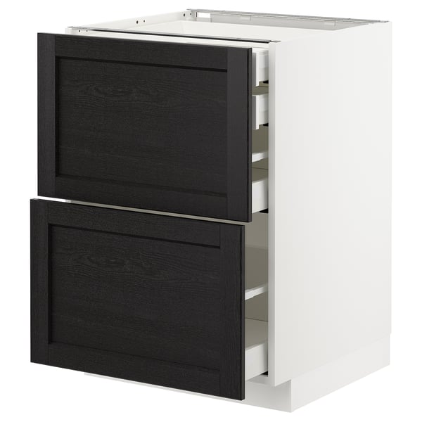 METOD / MAXIMERA Bänksk 2 frnt/2 låg/1 md/1 hög låda - vit/Lerhyttan svartlaserad 60x60 cm