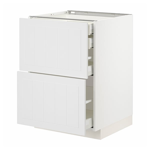 METOD / MAXIMERA Bänksk 2 frnt/2 låg/1 md/1 hög låda - vit/Stensund vit 60x60 cm