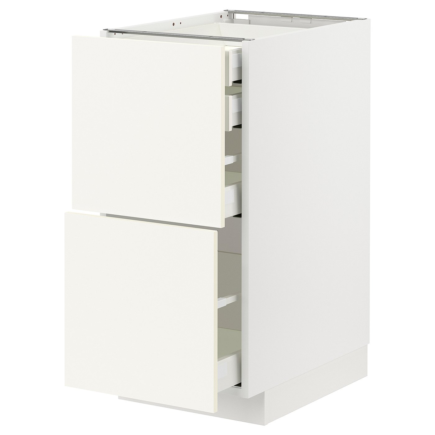 IKEA METOD / MAXIMERA bänksk 2 frnt/2 låg/1 md/1 hög låda, vit/vallstena vit, 40x60 cm