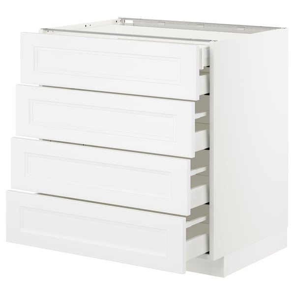 METOD / MAXIMERA Bänksk 4 frntr/2 låg/3 medium lådor - vit/Axstad matt vit 80x60 cm