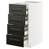 Ikea METOD köksskåp, svarta lådor, vit ram, modern stil.