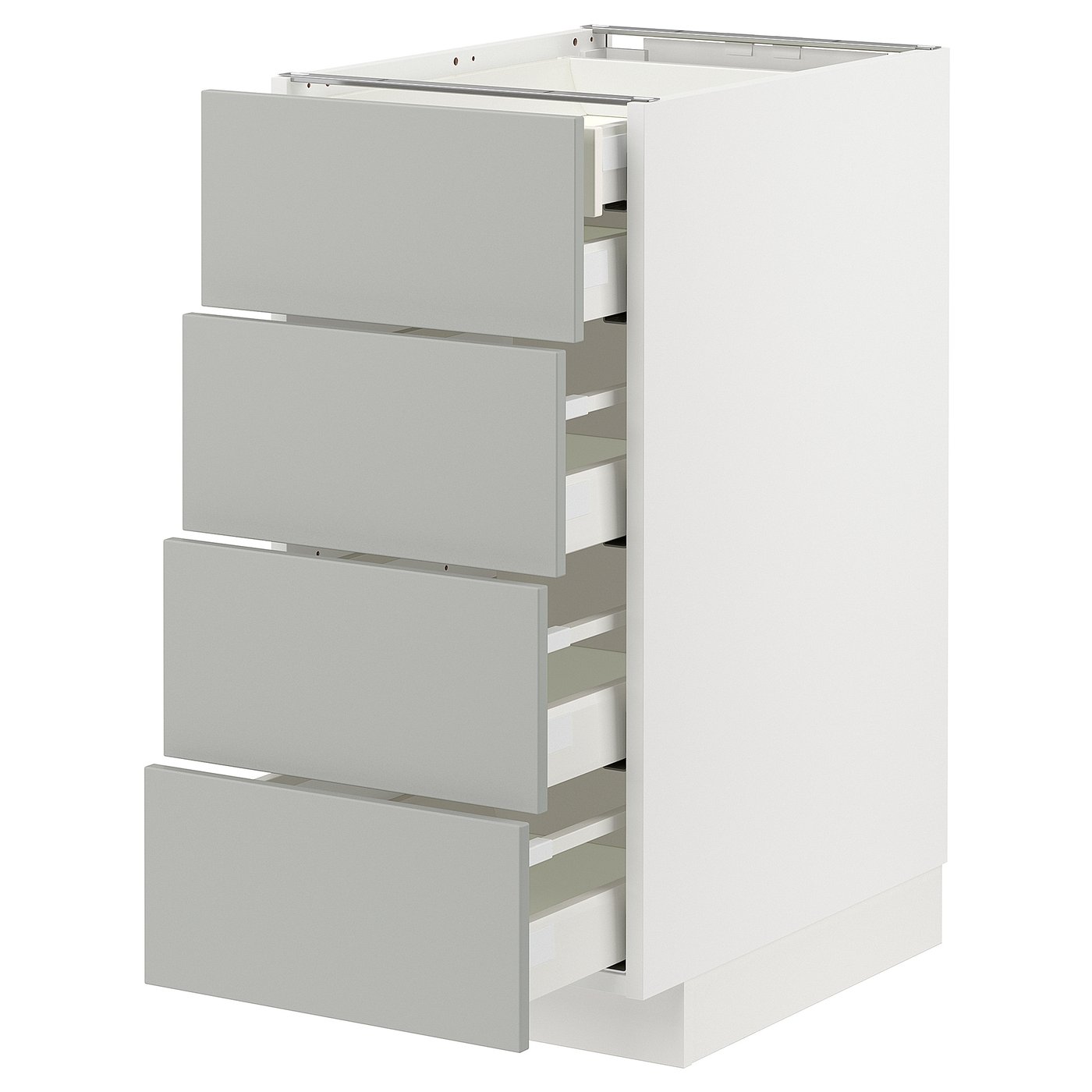 IKEA METOD / MAXIMERA bänksk 4 frntr/2 låg/3 medium lådor, vit/havstorp ljusgrå, 40x60 cm