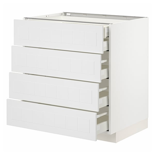 METOD / MAXIMERA Bänksk 4 frntr/2 låg/3 medium lådor - vit/Stensund vit 80x60 cm