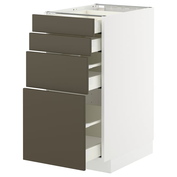 METOD / MAXIMERA Bänksk m 4 fronter/4 lådor - vit/Havstorp brun-beige 40x60 cm