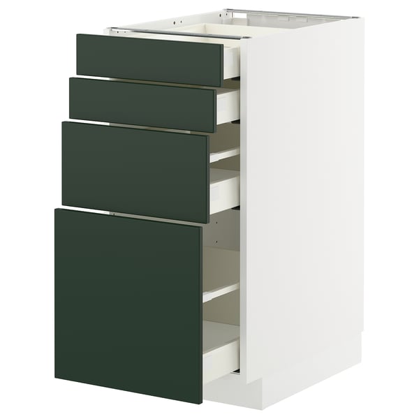 METOD / MAXIMERA Bänksk m 4 fronter/4 lådor - vit/Havstorp djupgrön 40x60 cm